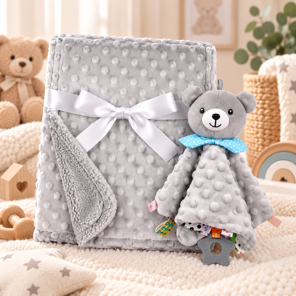 Couverture bébé personnalisée – Doudou offert 🎁