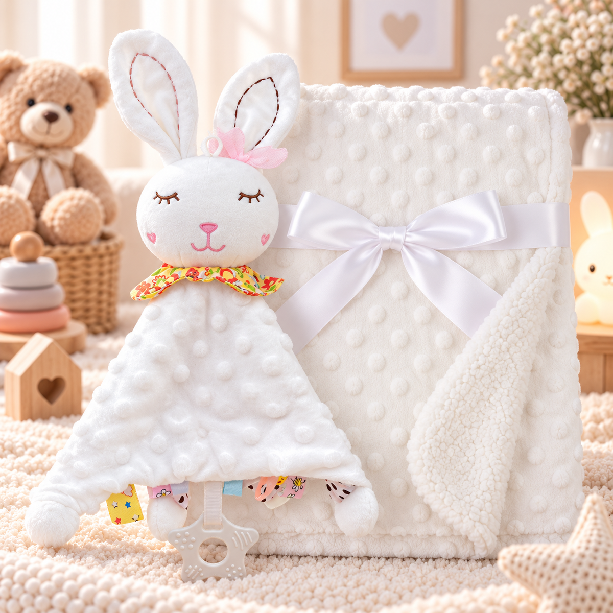 Couverture bébé personnalisée – Doudou offert 🎁