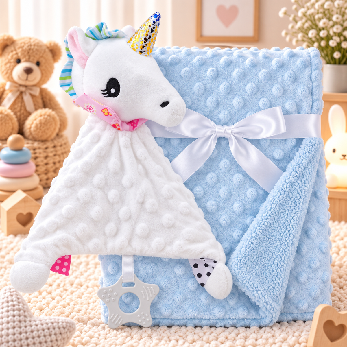 Couverture bébé personnalisée – Doudou offert 🎁