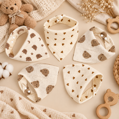Lot de 6 bavoirs bandana bébé – Doux et absorbants 🤍