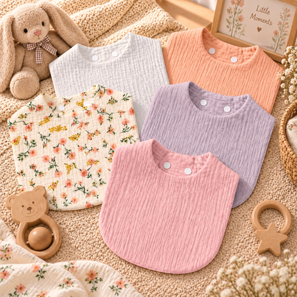 Bavoirs bébé tout doux – Lot de 5 🤍