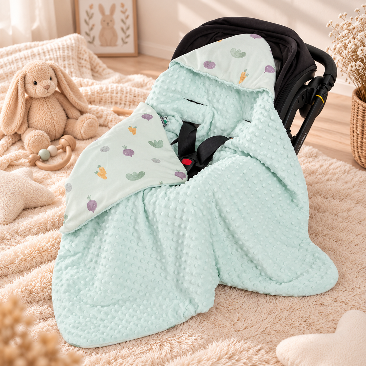 Couverture d’emmaillotage bébé douce et chaude (spécial siège auto)