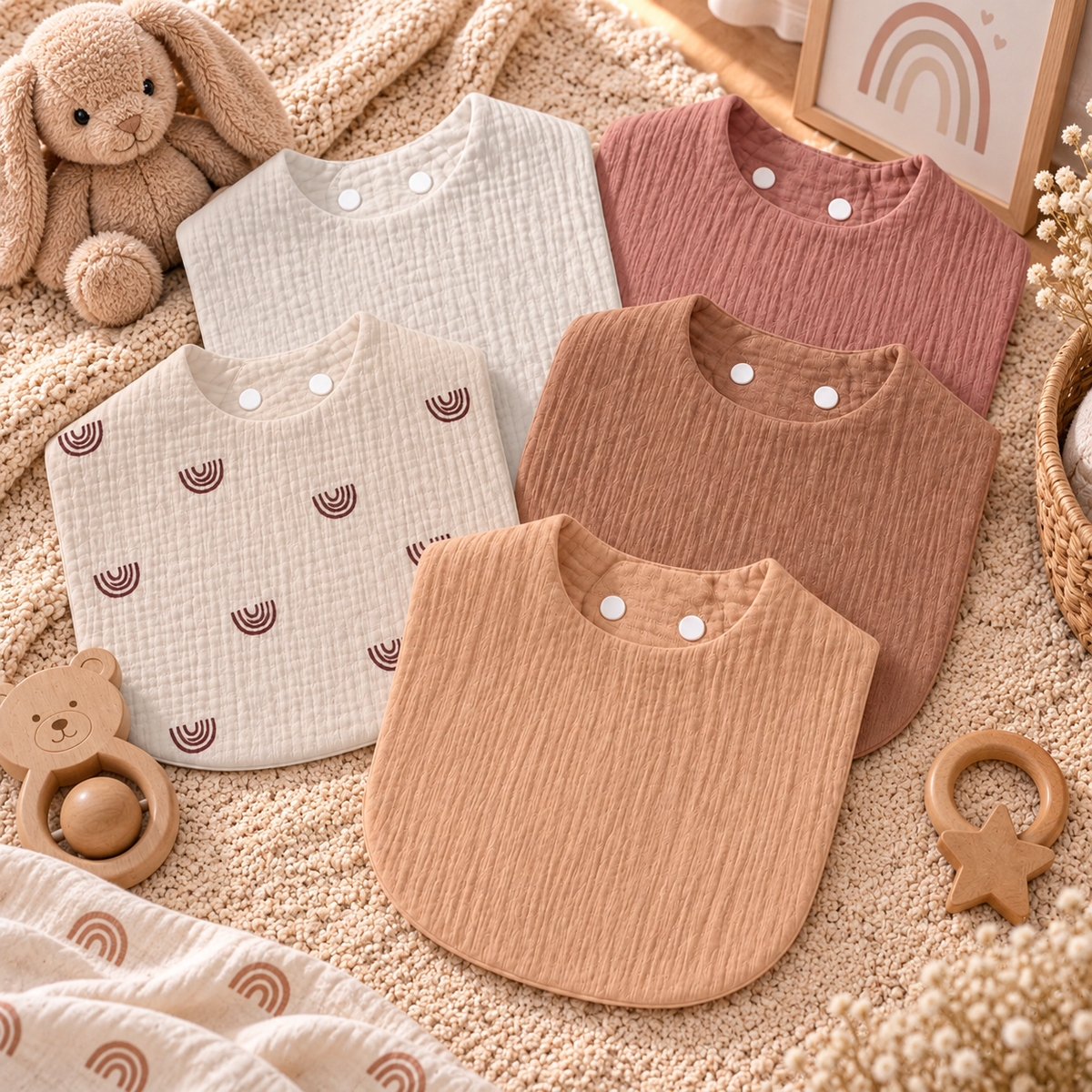 Bavoirs bébé tout doux – Lot de 5 🤍